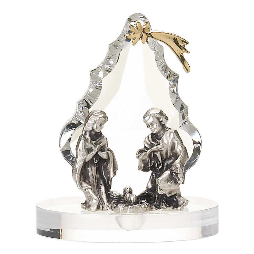 Swarovski Crystal Elements Nativity Scene with Silver Plated Figures