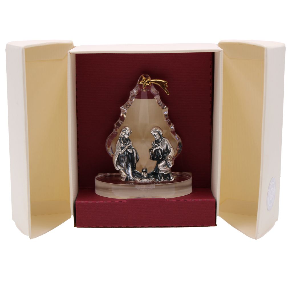 Swarovski Crystal Elements Nativity Scene with Silver Plated Figures