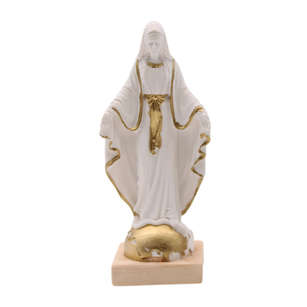 Miraculous White Resin Statue with Gold Trim - 2.75"