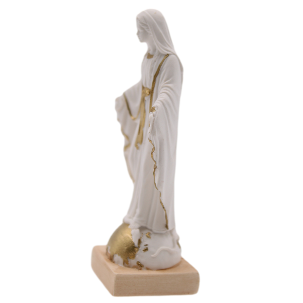 Miraculous White Resin Statue with Gold Trim - 2.75"