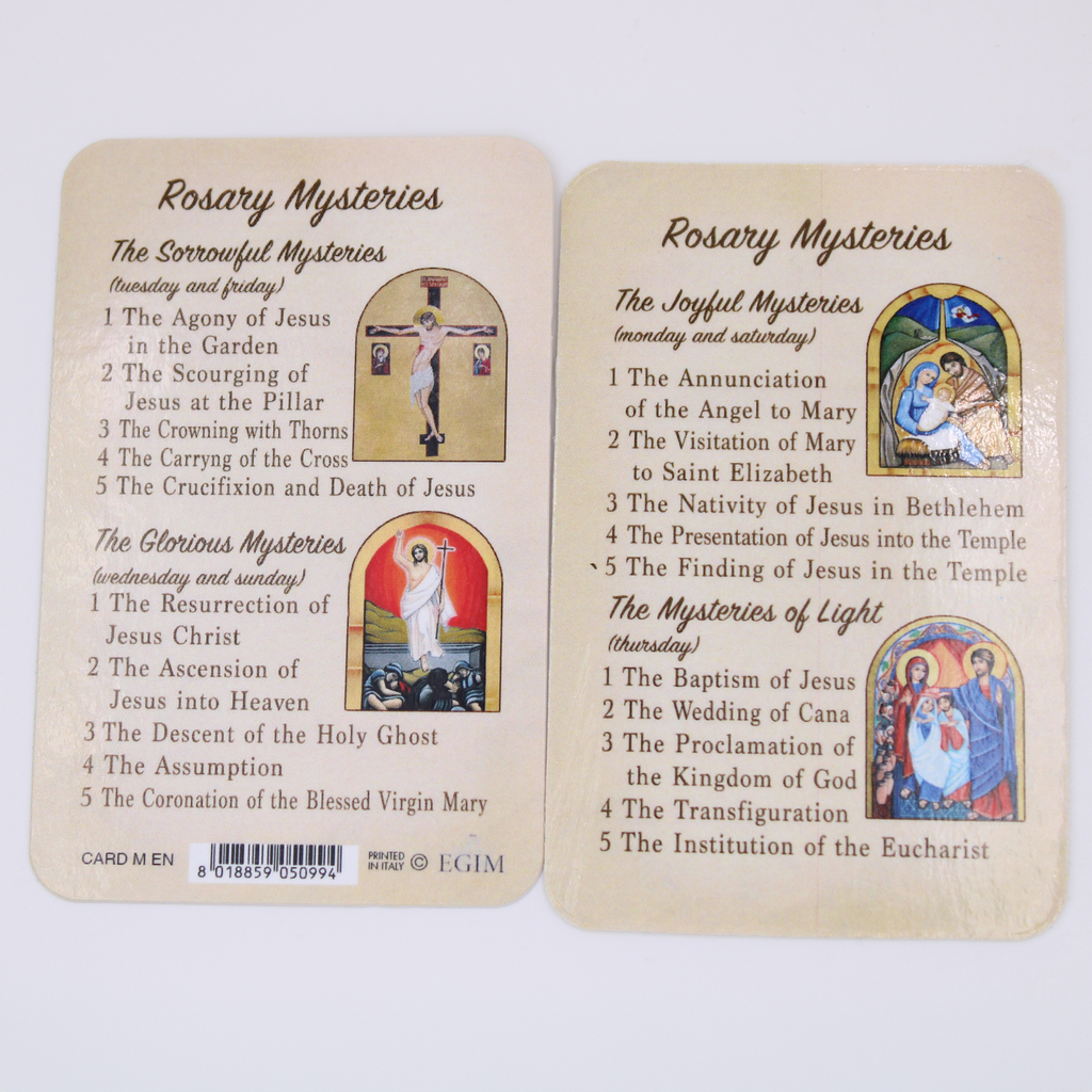 Mysteries of the Rosary PVC Card - Pack of 25