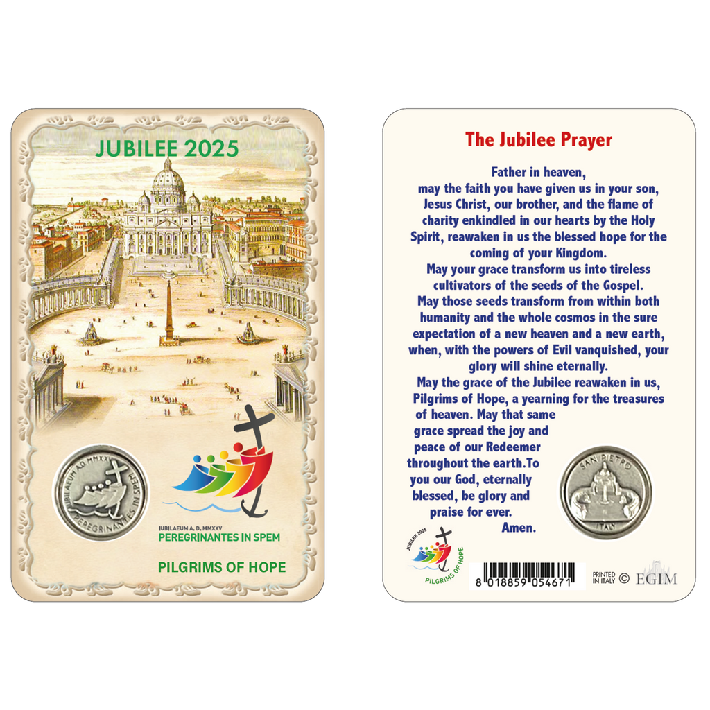 Vatican City Jubilee Prayer Card  2025 with Silver tone medal