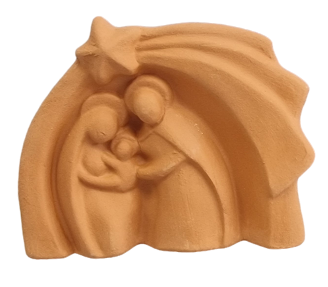 Handmade Terracotta Holy Family Decor with Shooting Star