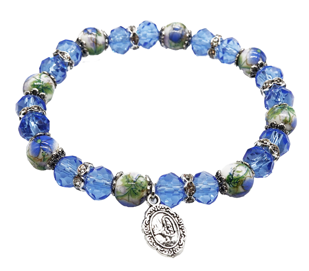 6mm Crystal Bracelet with 8mm Flower Accent Beads