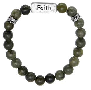 Faith Connemara Marble Message Bracelet, Silver Plated