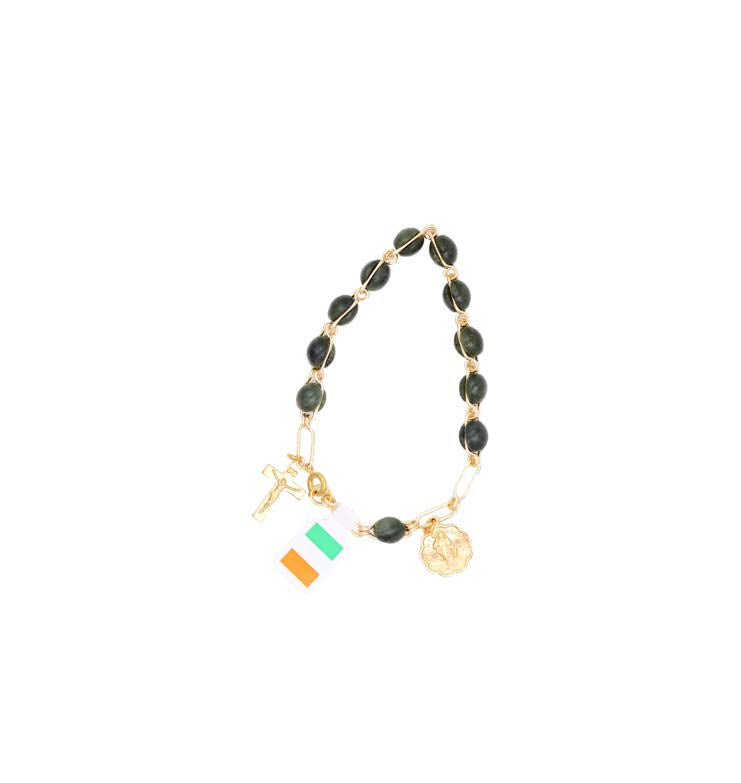 Connemara Marble Rosary Bracelet, Gold-Tone components