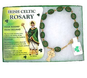 Irish Celtic Bracelet with Shamrock Beads and gold-tone components