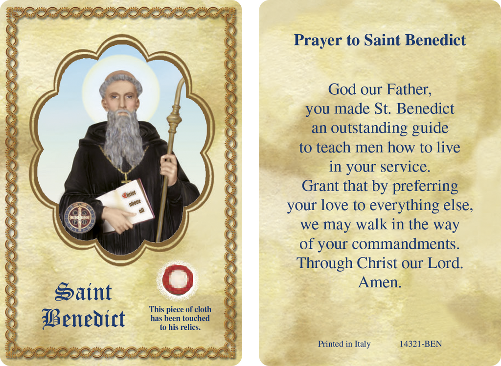 Saint Benedict Relic Card - Sold in packs of 25