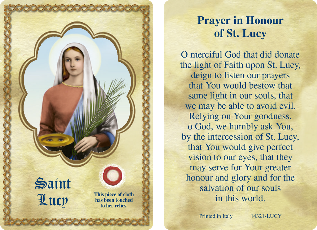 Saint Lucy Relic Card - Pack of 25