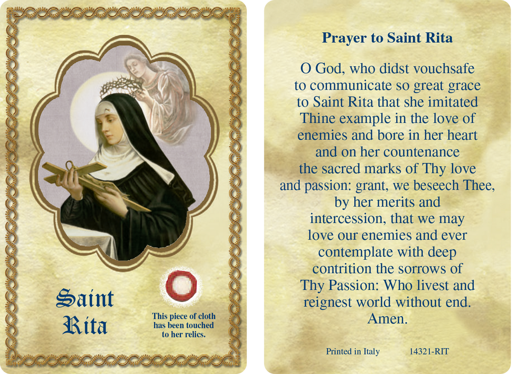 Saint Rita Relic Card - Pack of 25