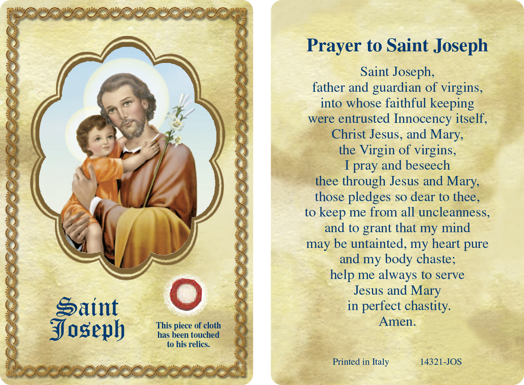 St. Joseph 3rd Class Relic Prayer Card