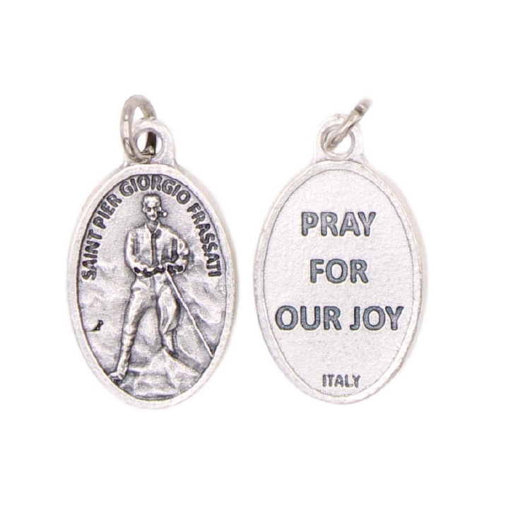 1 Inch Premium Oval Medal- Saint Pier Giorgio Frassati- Pray for Our Joy