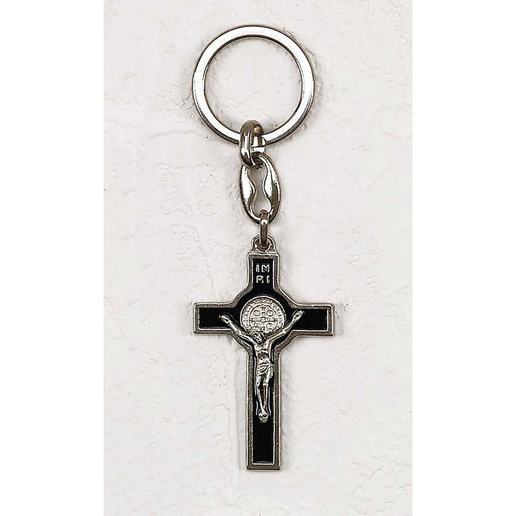 Black Enamel Saint Benedict Classic Cross Key Chain - Pack of 6