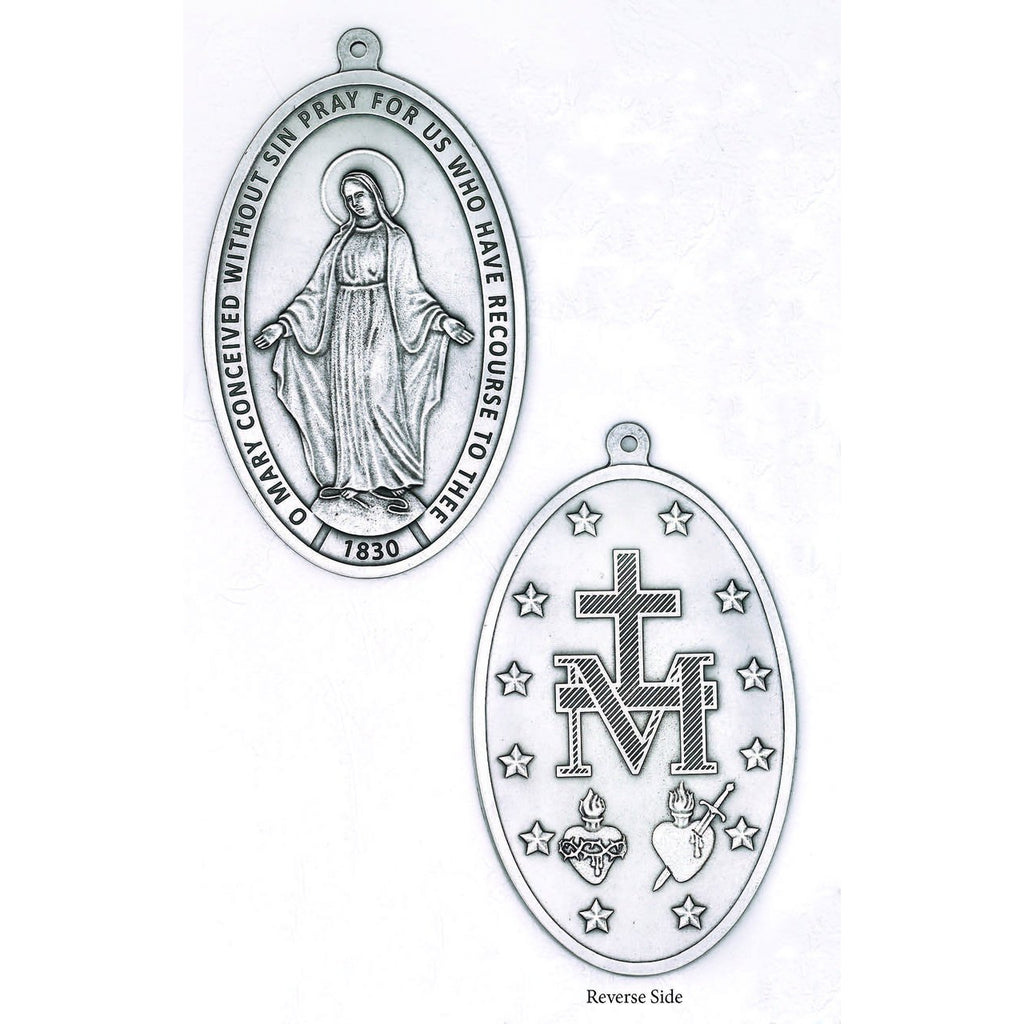 The Miraculous Medal - Large Wall Medal - Silver Tone
