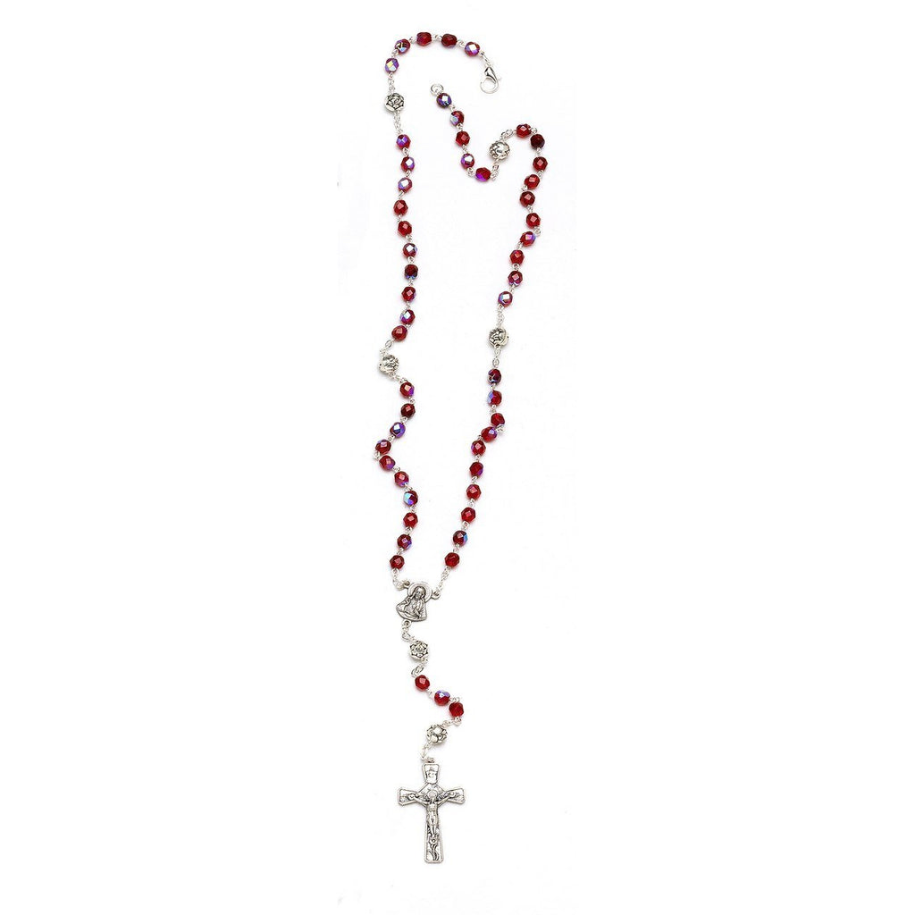 Multifaceted Glass Rosary - Red