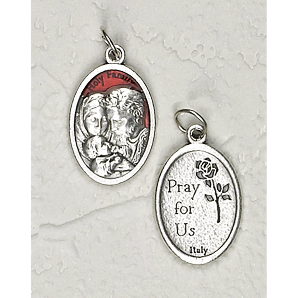 Holy Family Double Sided Red Enamel Medal - 4 Options