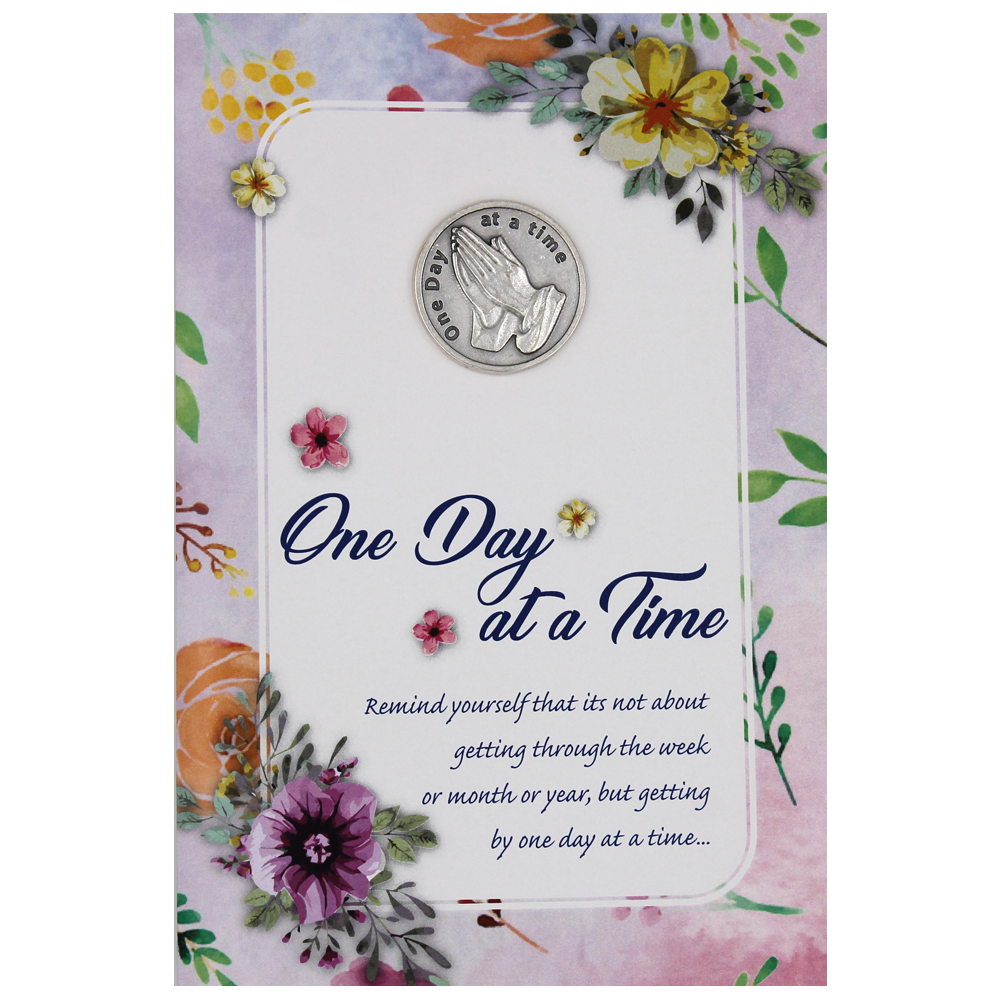 One Day at a Time Greeting Card with Removable Pocket Token and Envelope