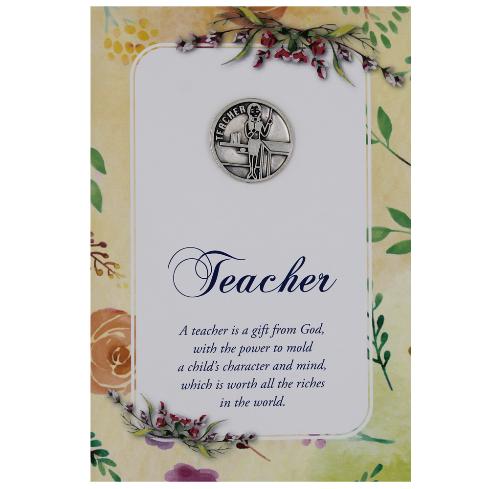 Teacher Greeting Card with Removable Pocket Token and Envelope