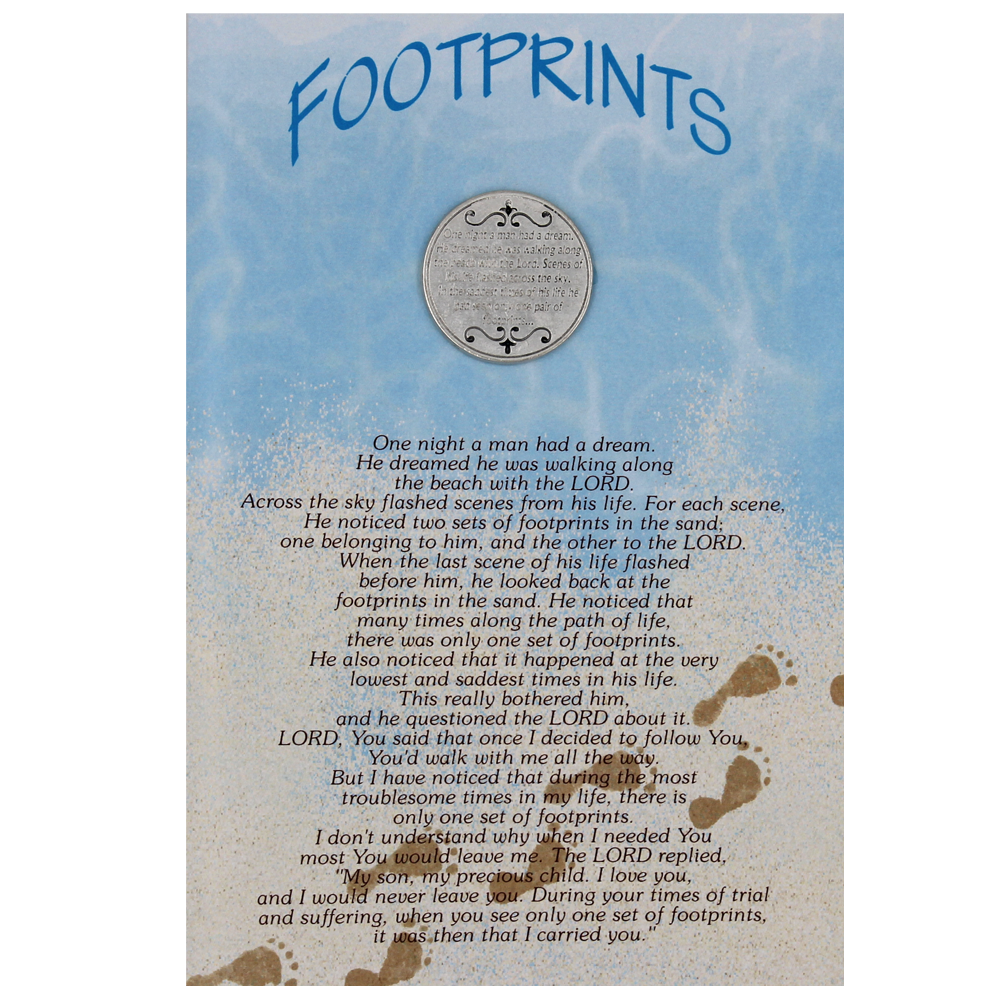 Footprints in the Sand Greeting Card with Removable Pocket Token and E – Lumen Mundi for Footprints In The Sand Poem Free Printable