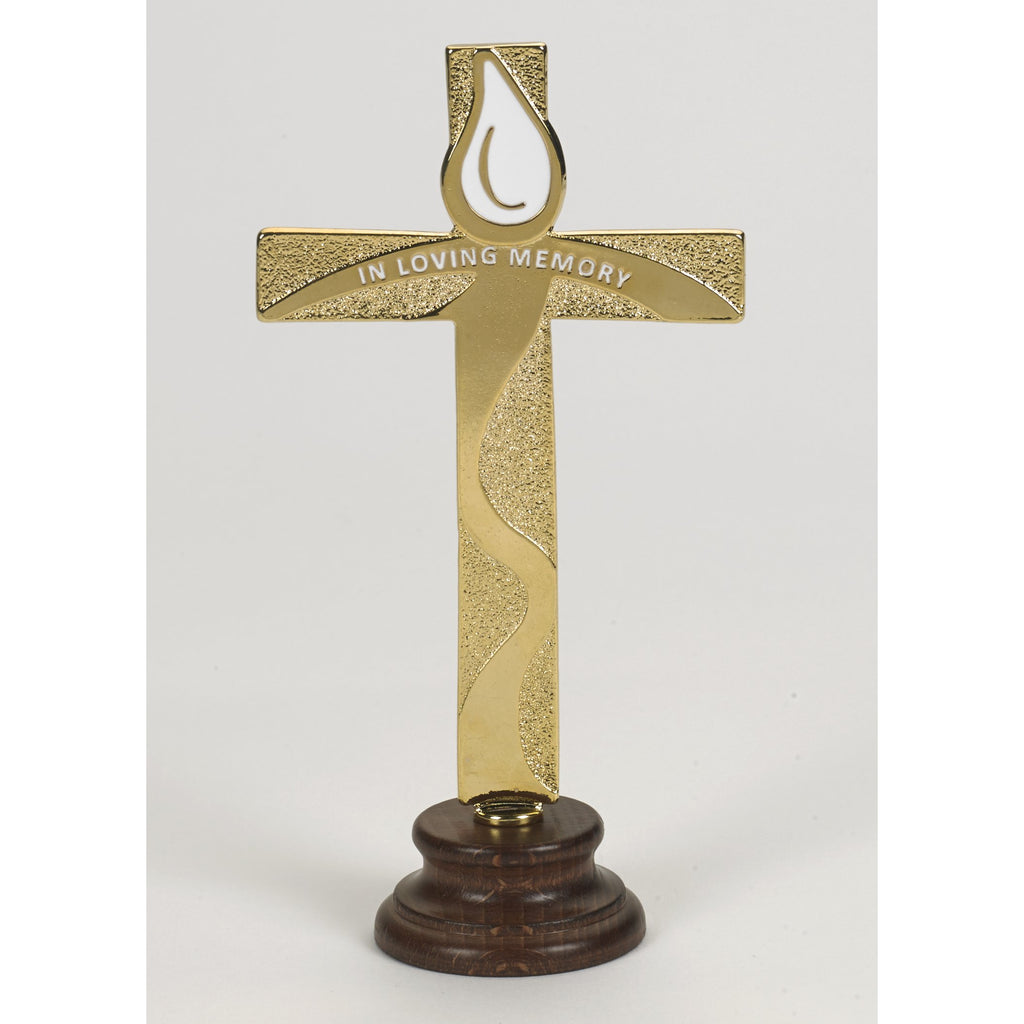 In Loving Memory Gold Tone Standing Cross - 2 Options