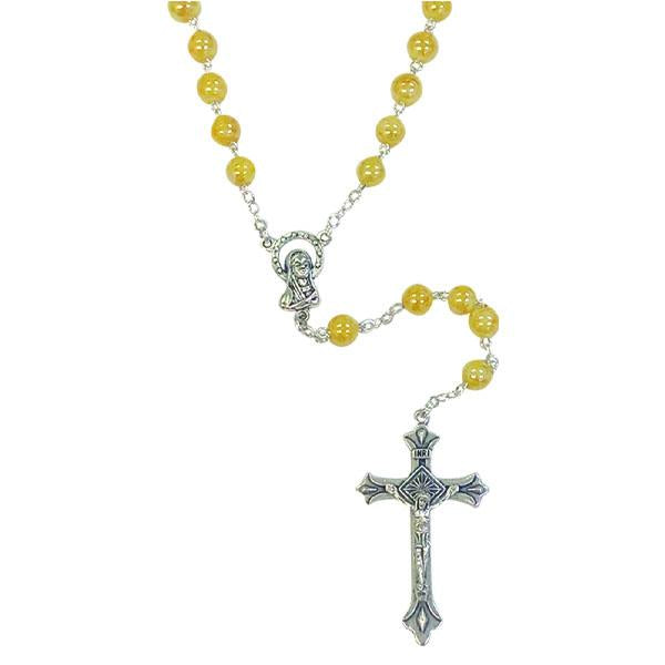 Imitation Glass Rosary - Marbled Yellow
