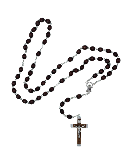 Wooden Rosary with Dark Brown Wooden Crucifix