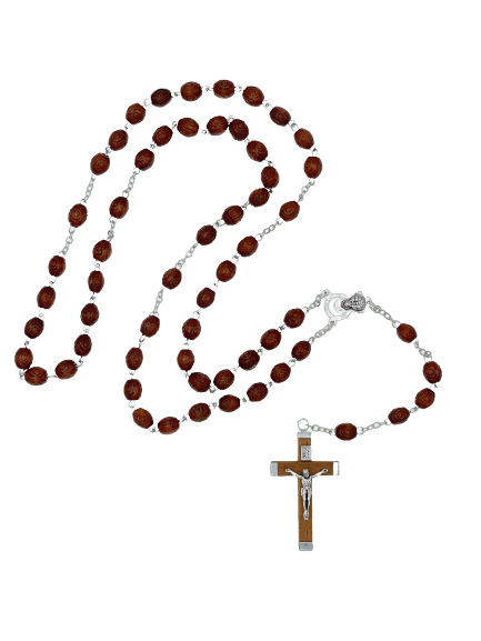 Wooden Rosary with Light Brown Wooden Crucifix
