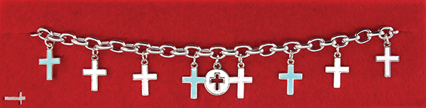 Silver-tone Enameled Cross Charm Bracelet