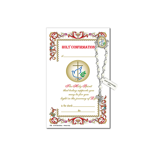 Decade Rosary Pin on Decorative Parchment Paper - Confirmation