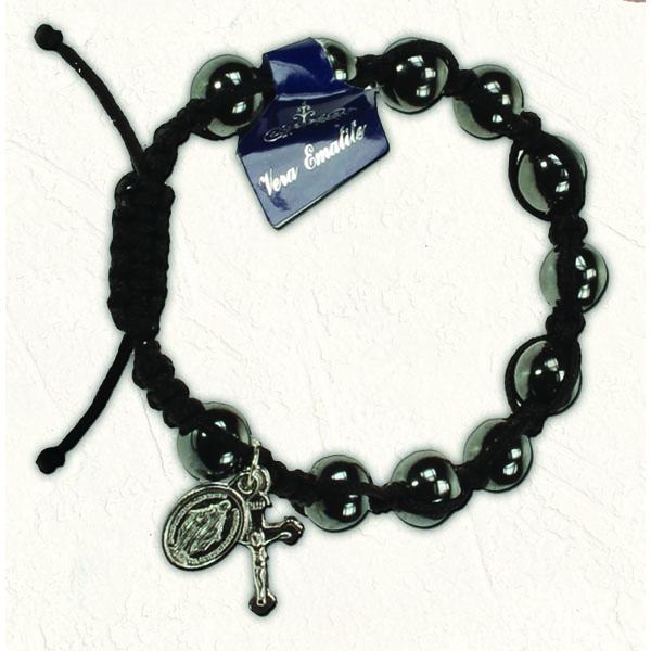 Black Slip Knot Bracelet with Hematite Beads
