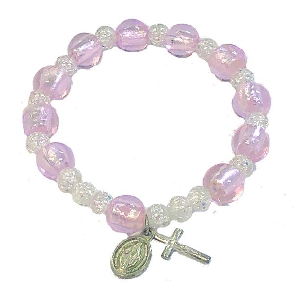 Rose Imitation Murano Glass Stretch Bracelet