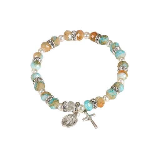 Turquoise and Peach Stretch Bracelet