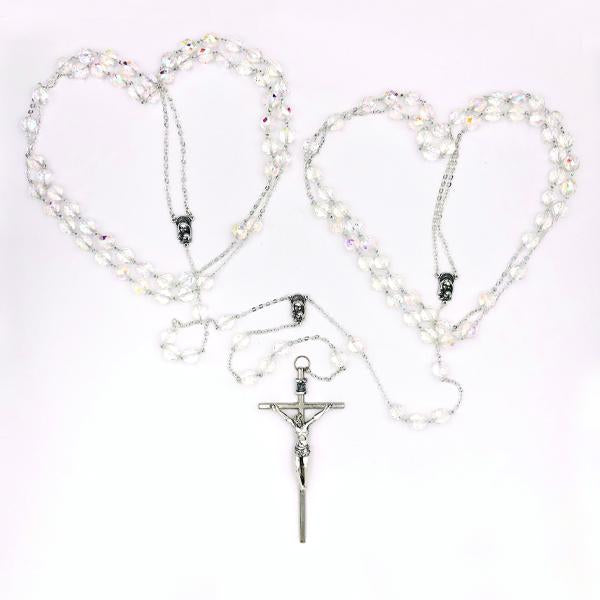 Small Crystal Bead and Silver-tone Wedding Lasso Rosary