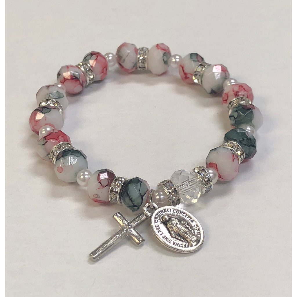 Child's Size Smoky Rose Glass Stretch Bracelet