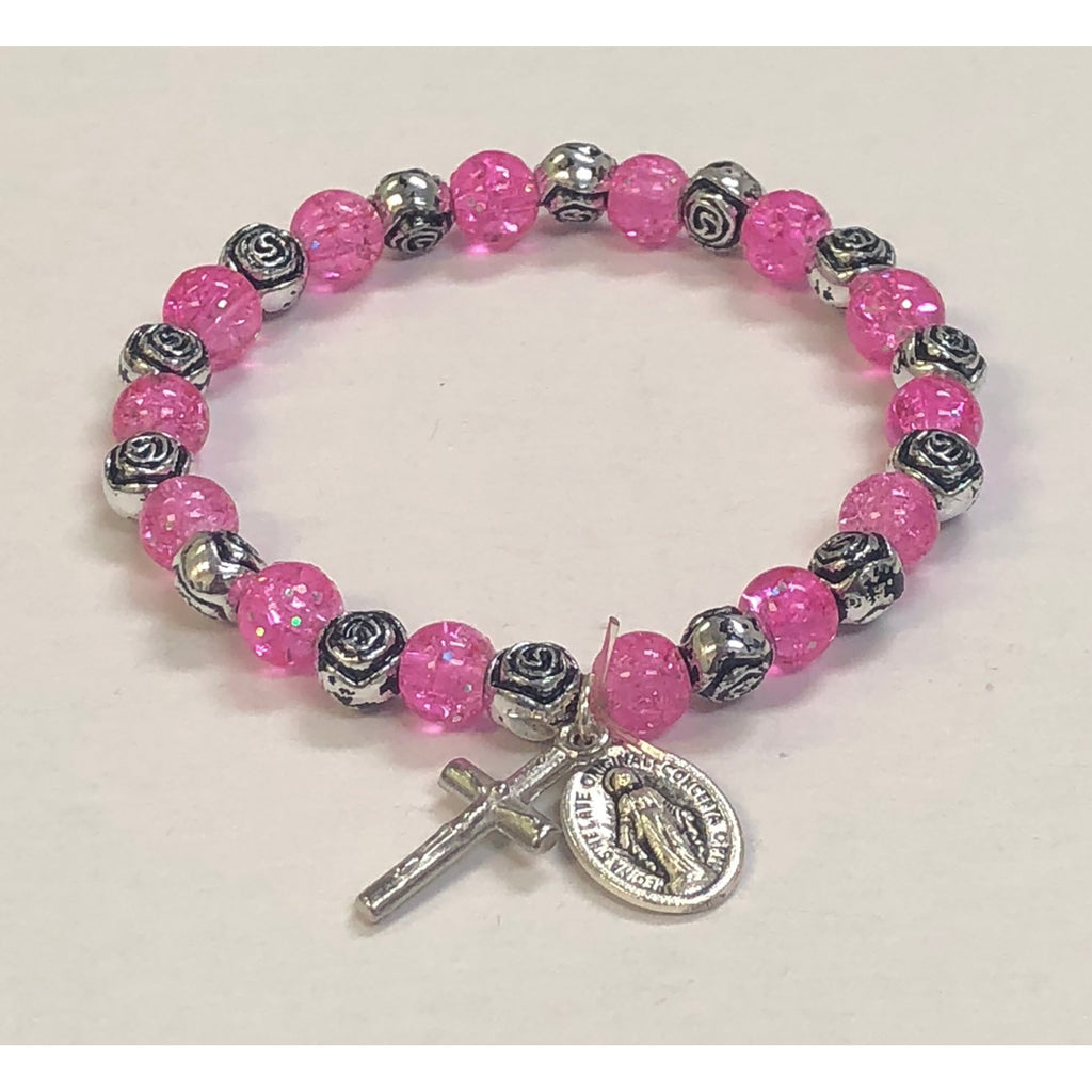 Child's Size Double Rose Glass Stretch Bracelet