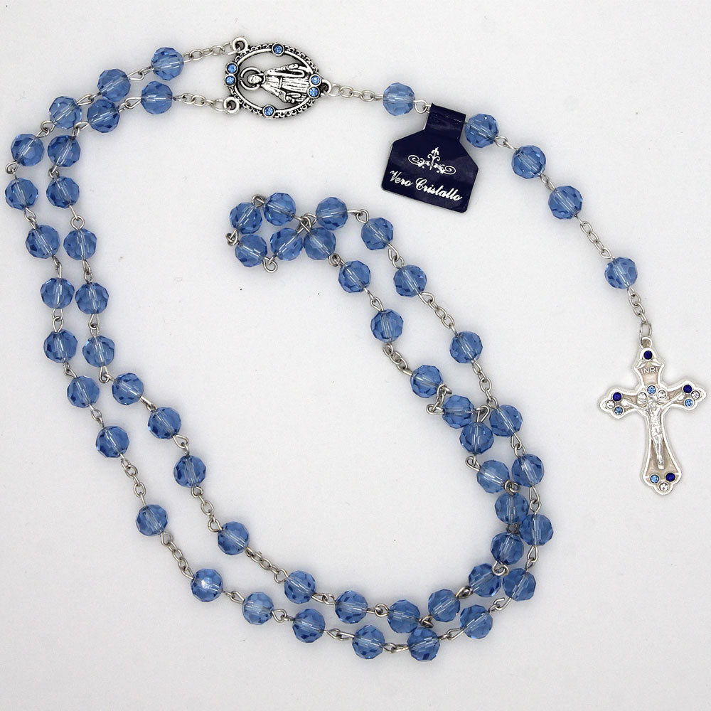 Miraculous centerpiece crystal rosary with decorative crucifix