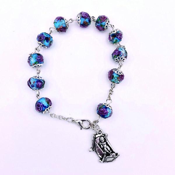 Blue Rose Christmas Bracelet