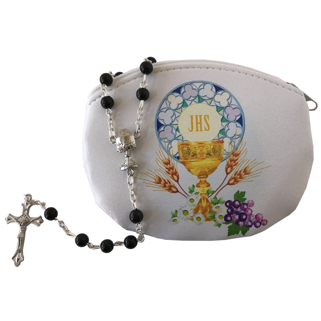 Boy's First Communion Rosary Pouch With Rosary Set
