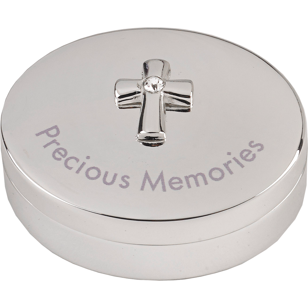2 X 1-3/4 Inch Premium Quality Oval Silver Tone Precious Memories Keepsake Box
