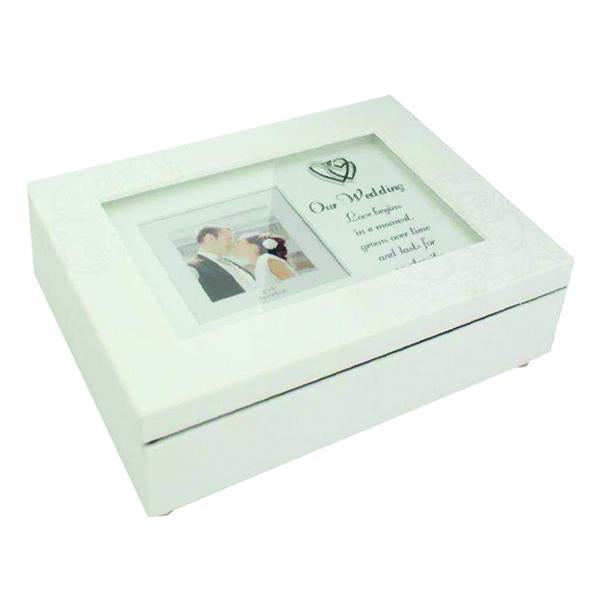 Our Wedding Matte White Music Box (plays "Waltz of the Flowers")