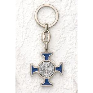 Saint Benedict Key Ring 1 1/2"  (Various Colors) Pack of 6