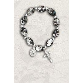 14 mm Black Oval Murano Glass Rosary Bracelet - Pack of 4