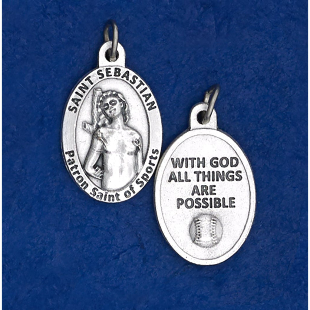 Saint Sebastian Oval Sports Medal - Baseball - 4 Options