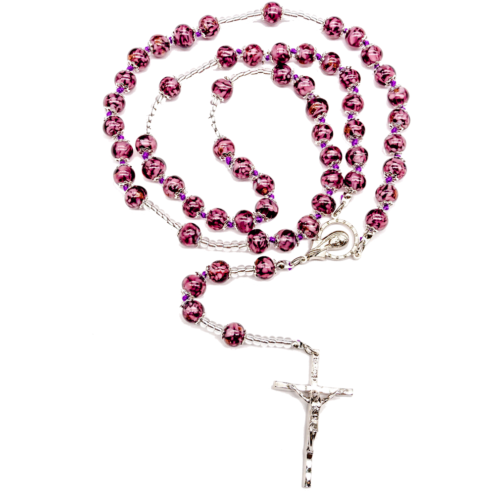 Amethyst Genuine Murano Rosary with handknotted Sommerso Beads
