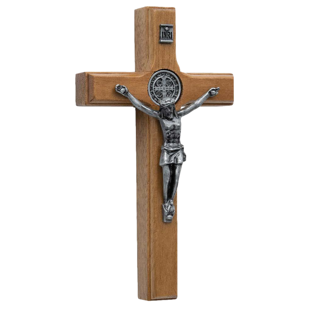 Light Wood Crucifix with Onyx Corpus