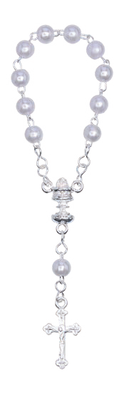 Communion One-decade White Rosary, 5mm