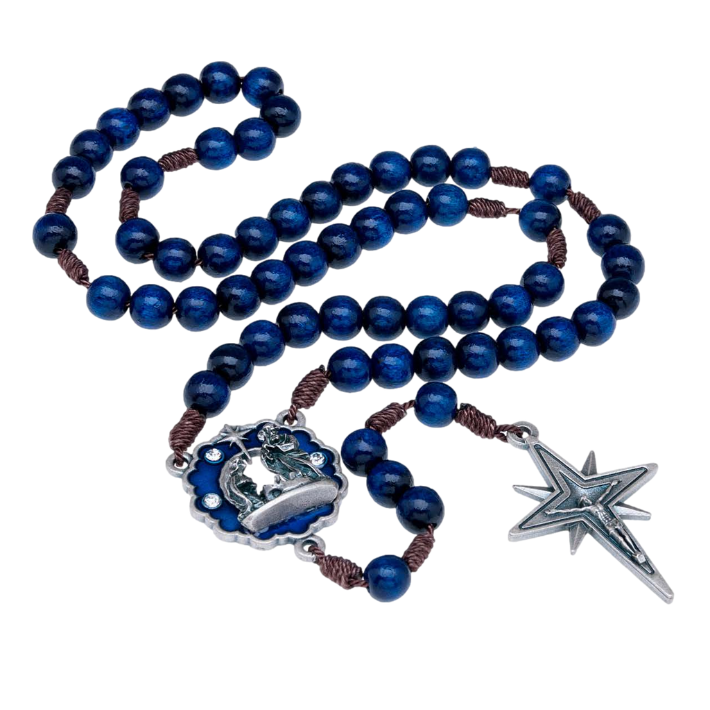 Blue Wood Christmas Rosary