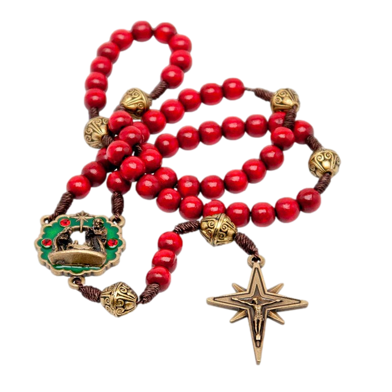 Red Wood Christmas Rosary