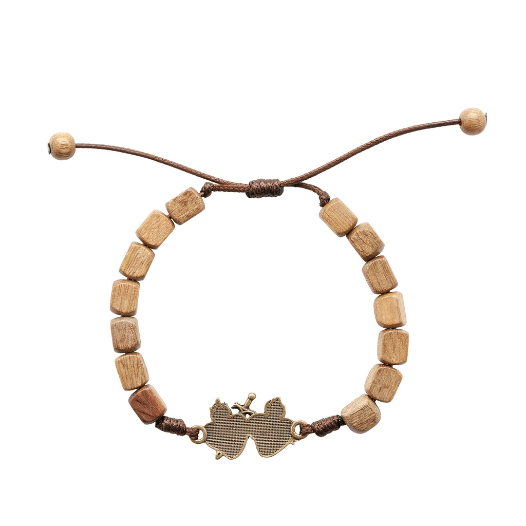 Immaculate & Sacred Heart Wood Bracelet