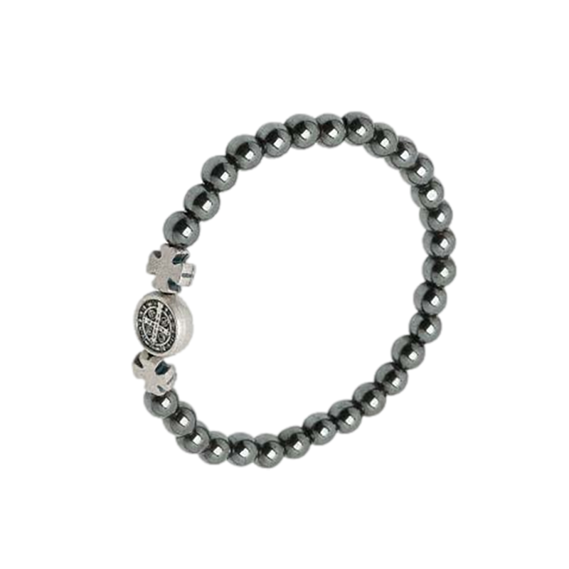 Hematite St. Benedict Man of Faith Bracelet
